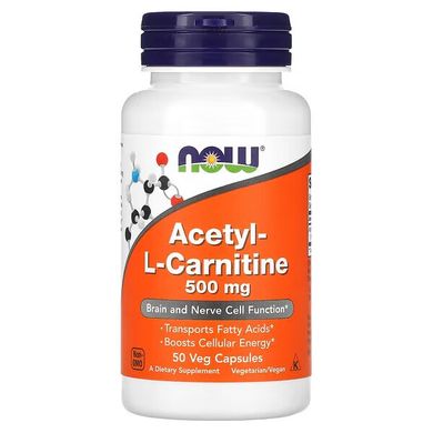 NOW Acetyl L-Carnitine 50 растительных капсул Для похудения