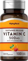 PipingRok Vitamin C 500 mg with Rosehips уповільненого вивільнення, 100 капсул  Вітаміни