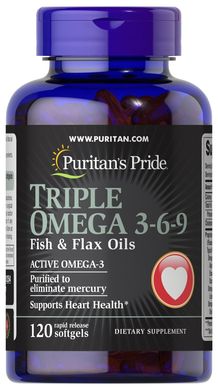Puritan’s Pride Triple Omega 3-6-9 120 капсул Омега 3-6-9