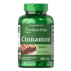 Puritan's Pride Cinnamon 500 mg 200 капсул Экстракт корицы