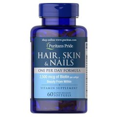 Puritan's Pride Hair, Skin Nails One Per Day Formula 60 капсул Комплекс для шкіри волосся та нігтів