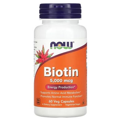 NOW Biotin 5000 mcg 60 капс Биотин (B7)