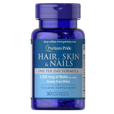 Puritan's Pride Hair, Skin Nails One Per Day Formula 30 капсул Комплекс для кожи волос и ногтей